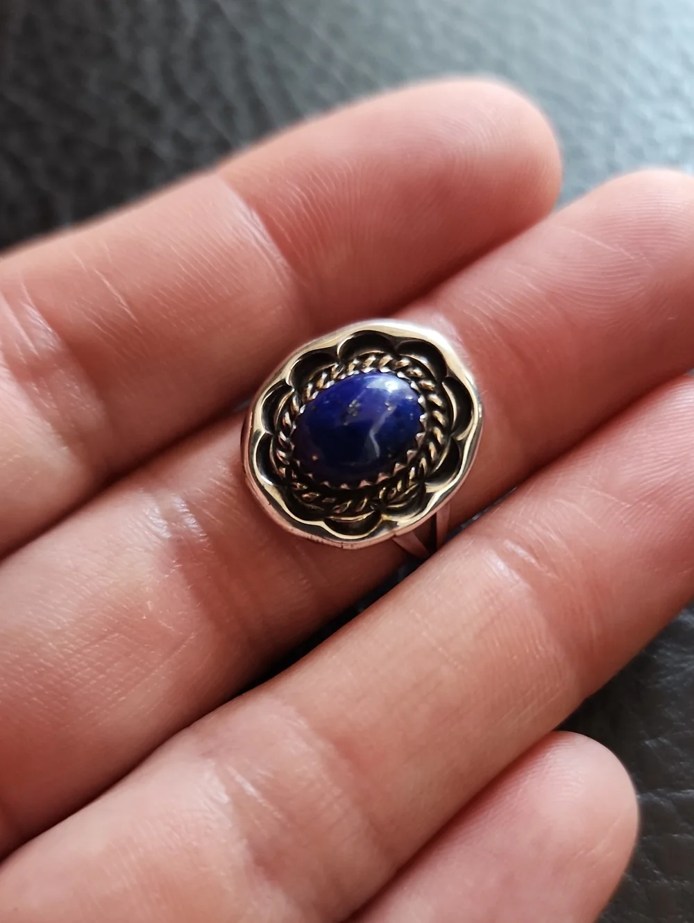 VTG Sterling Silver & Lapis Blue Stone Ring - Women Jewelry- Size 5.5